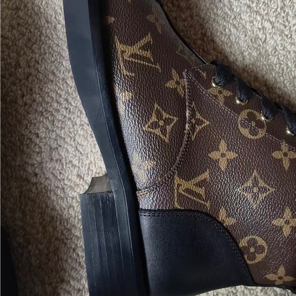 Louis Vuitton Black and Brown Monogram Ankle Boots - Picture 4 of 8